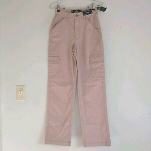 New Hollister Ultra High Rise Dad Pant Women 23R Pink Cargo Casual Utility Norm